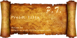 Preidt Tilla névjegykártya
